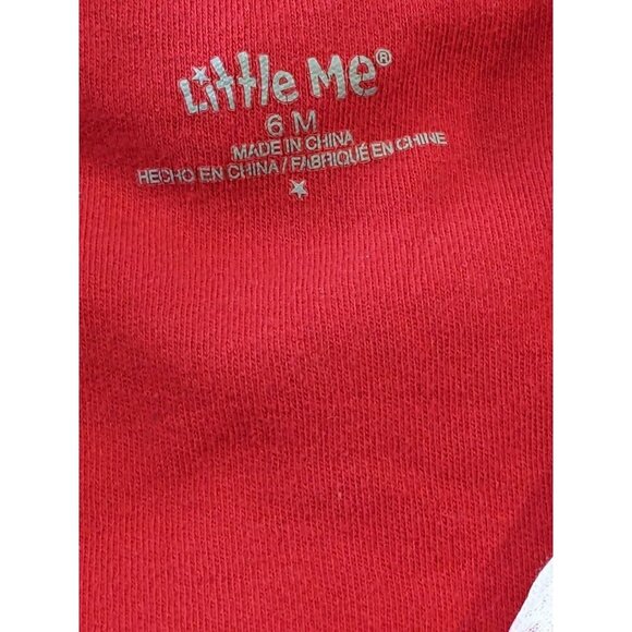 My First Christmas One Piece Baby 6 Months Red Green Striped Embroidered Train - Picture 5 of 6